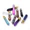 Natural & Synthetic Mixed Stone Big Pointed Pendants, with Alloy Findings, Bullet, 57~63x13x10mm, Hole: 3x4mm