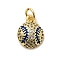 Rack Plating Brass Pendants, with Cubic Zirconia and Enamel, Baseball Charms, Long-Lasting Plated, Lead Free & Cadmium Free, with Jump Ring, Real 18K Gold Plated, Medium Blue, 12.5x10x5mm, Hole: 3.5mm