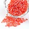 Transparent Colours Pearl Luster Plated Round Hole Glass Bugle Beads, Orange Red, 2~5x1.8~2mm, Hole: 0.8mm, about 12000pcs/450g