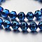 Electroplate Non-magnetic Synthetic Hematite Bead Strands, Bicone, Blue Plated, 6x6mm, Hole: 1mm, about 61pcs/strand, 15.7 inch