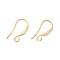 Brass Earring Hooks, Long-Lasting Plated, with Horizontal Loop,Cadmium Free & Lead Free & Nickel Free, Real 18K Gold Plated, 15~17x8x2mm, Hole: 1.6mm, 18 Gauge, Pin: 1mm
