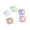 Mocha Effect Square Shape Sew on Rhinestone, K5 Glass Rhinestone, 2-Hole Link, Plated Flat Back, Sewing Craft Decoration, Mixed Color, 14x14x6mm, Hole: 1mm