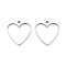 201 Stainless Steel Pendants, Stainless Steel Color, Heart, 31.5x30x3mm, Hole: 2.2mm