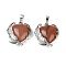 Synthetic Goldstone Pendants, Brass Flower Charms, Rack Plating, Long-Lasting Plated, Lead Free & Cadmium Free, Platinum, 27x24x8mm, Hole: 8x5mm