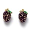 Brass Enamel Charms, Long-Lasting Plated, with Jump Ring, Fruit, Real 18K Gold Plated, Purple, 12.5x9x8mm