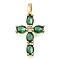 Brass Pave Clear Cubic Zirconia Pendants, Cadmium Free & Lead Free, Cross Charms, with Jump Ring, Real 16K Gold Plated, 22.5x12x4mm, Hole: 2mm