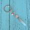 Opalite Bullet Pendant Keychains, with Alloy Starfish & Shell Shape, 3.5cm