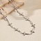 Elegant Vintage Hollow Stainless Steel Link Chain Necklaces for Women, Stainless Steel Color, Cross, 19.69 inch(50cm)