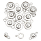 10Pcs Brass Snap Clasps, Flat Round, Real Platinum Plated, 15.5x9x4.5mm, Hole: 1.2~1.5mm