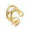 Clear Cubic Zirconia Criss Cross Open Cuff Ring, Brass Wide Hollow Ring for Women, Cadmium Free & Lead Free, Golden, US Size 7 3/4(17.9mm)