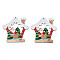 Christmas Theme Single-Sided Printed Wood Big Pendants, House with Santa Claus, Colorful, 109x105x2.5mm, Hole: 3mm