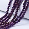 Electroplate Transparent Glass Beads Strands, Full Plated, Faceted, Rondelle, Purple Plated, 3.5~3.8x3mm, Hole: 0.4mm, about 105~110pcs/strand, 29~31cm