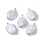 Acrylic Pendants, Imitation Gemstone, with Brass Loops, Oval, WhiteSmoke, 21.5x13.5x6mm, Hole: 2mm