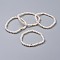 Stretch Bracelets, with Brass Beads, Grade A Natural Freshwater Pearl Beads and Burlap Packing Pouches Drawstring Bags, White, 2-1/8 inch(5.4cm)