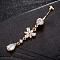 Brass Cubic Zirconia Navel Ring, Belly Rings, with 304 Stainless Steel Bar, Cadmium Free & Lead Free, Real 18K Gold Plated, Flower and Teardrop, Clear, 60x11mm, Bar: 15 Gauge(1.5mm), Bar Length: 3/8