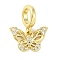 Brass Micro Pave Cubic Zirconia European Dangle Charms, Butterfly, Large Hole Pendants, Cadmium Free & Lead Free, Real 16K Gold Plated, 15.5mm, Hole: 4.2mm