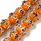 Handmade Lampwork Beads Strands, Bumpy, Round, Dark Orange, 13.5~15mm in diameter, Hole: 1.2~1.4mm