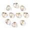 Transparent Spray Painted Glass Beads, with Glitter Powder, Heart, Light Khaki, 6x6x4mm, Hole: 0.7mm