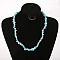 Synthetic Turquoise Chip Beaded Necklaces for Women, with Alloy End Chains, Platinum, 17.72 inch(45cm)