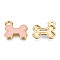 Alloy Charms, with Enamel, Cadmium Free & Lead Free, Light Gold, Bone, Pink, 11.5x13x2mm, Hole: 1.6mm