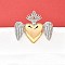 Brass Micro Pave Cubic Zirconia Cuff Rings for Women, Cadmium Free & Lead Free, Heart & Wing, Real Gold Plated & Real Platinum Plated, 29x33mm