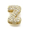 Brass Micro Pave Cubic Zirconia Letter Multi-Strand Links, Lead Free & Cadmium Free, Real 18K Gold Plated, Letter Z, 8.5x6.5x4.5mm, Hole:  4x1.5mm