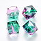 Transparent Spray Painted Crackle Acrylic Beads, Two Tone, Polygon, Medium Sea Green, 7.5x8x8mm, Hole: 1.8mm, 100pcs/bag