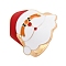 Christmas Theme Alloy Enamel Open Cuff Ring, for Women, Light Gold, Santa Claus, Adjustable, Santa Claus: 21x21mm