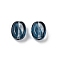 Transparent Glass Beads, Coffee Bean, Baking Paint, Prussian Blue, 11x8.5x6.5mm, Hole: 1mm