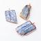 Natural Kyanite/Cyanite/Disthene Pendants, Nuggets, with Brass Findings, Mixed Color, 48~75x18~31x5~6mm, Hole: 2mm
