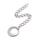 Tarnish Resistant 304 Stainless Steel Chain Extender, Curb Chain, with 202 Stainless Steel Charms, Ring, Stainless Steel Color, 60~65mm, Link: 3.7x3x0.5mm, ring: 10x1mm