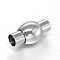 Tarnish Resistant 304 Stainless Steel Magnetic Clasps with Glue-in Ends, Column, Stainless Steel Color, 15.5x8mm, Hole: 3mm