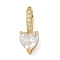 Brass Micro Pave Cubic Zirconia Pendants, Heart Charms, Long-Lasting Plated, Rack Plating, Lead Free and Cadmium Free, Clear, 17.5x7x7mm, Hole: 7.5x3.5mm