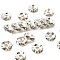 Brass Rhinestone Spacer Beads, Cadmium Free & Lead Free, Grade A, Wavy Edge, Rondelle, Silver Color Plated, Crystal, 6mm, Hole: 1mm