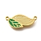 304 Stainless Steel Enamel Links Connector Charms, Leaf, Real 18K Gold Plated, 16x6.5x1.5mm, Hole: 1mm