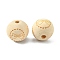 Natural Theaceae Wood Beads, Laser Engraved, Round with Bowknot Pattern, BurlyWood, 20mm, Hole: 5mm, 20pcs/bag