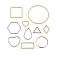 Stainless Steel Linking Rings, Ring & Hexagon & Heart, Mixed Shapes, Golden & Stainless Steel Color, 10.5~35x10~35x1mm, Inner Diameter: 9~33x8~33mm