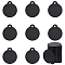 40Pcs Aluminum Blank Pendants, Round, Black, 36x31.5x1mm, Hole: 3mm