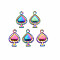 Rack Plating Rainbow Color Alloy Pendants, Cadmium Free & Nickel Free & Lead Free, Spade, 19x12x2mm, Hole: 1.8mm