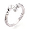 Brass Cuff Ring Settings, for Half Drilled Beads, Cadmium Free & Nickel Free & Lead Free, Real Platinum Plated, Pin: 0.8mm, 9~9.8mm, Inner Diameter: 16~17.1mm