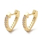 Rack Plating Brass Micro Pave Cubic Zirconia Hoop Earrings, Heart, Golden, 14x14x2mm