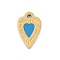 304 Stainless Steel Enamel Charms, Heart Charms, Real 18K Gold Plated, Ion Plating(IP), Deep Sky Blue, 14x9x1.4mm, Hole: 1.4mm