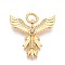 Brass Micro Pave Cubic Zirconia with Glass Pendants, Wing, with Open Jump Rings, Cadmium Free & Nickel Free & Lead Free, Real 18K Gold Plated, 28.5x26.5x3mm, Hole: 4.5mm