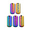 Alloy Pendants, Cadmium Free & Nickel Free & Lead Free, Oval with Fearless, Rainbow Color, 21x8x2mm, Hole: 1.2mm