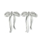 Brass Micro Pave Cubic Zirconia Pendants, Cadmium Free & Nickel Free & Lead Free, Bowknot, Platinum, 27.5x19.5x2.5mm, Hole: 1mm
