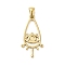 304 Stainless Steel Pendant Cabochon Settings, Rhinestone Settings, Teardrop with Eye, Golden, Tray: 3mm,Fit for 1mm Rhinestone, 31x15x1.5mm, Hole: 6x3.5mm