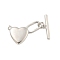 Brass Toggle Clasps, Cadmium Free & Nickel Free & Lead Free, Heart, Platinum, Heart: 20.5x14x2.5mm, Hole: 7.8x3.5mm and 1.6mm, Bar: 16.5x4.5x2mm, Hole: 1.4mm