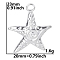 Non-Tarnish Stainless Steel Pendants, Star Charm, Stainless Steel Color, 23x20mm