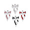 Alloy Rhinestone Pendants, Bowknot, Platinum, Mixed Color, 23x14x3mm, Hole: 1.8mm