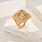 Brass Micro Pave Cubie Zirconia Geometric Hollow Adjustable Finger Rings for Women, Golden, 22mm, Inner Diameter: Adjustable